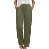 imageANRABESS Womens Casual Pants Summer High Waist Drawstring Loose Fit Straight Leg 2026 Comfy Lounge Trousers with PocketsArmy Green