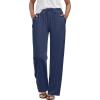 imageANRABESS Womens Casual Pants Summer High Waist Drawstring Loose Fit Straight Leg 2026 Comfy Lounge Trousers with PocketsNavy Blue