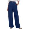 imageANRABESS Womens Wide Leg Dress Pants 2026 High Waisted Button Pleated Palazzo Business Casual Pants Office Work TrousersNavy Blue