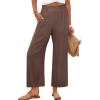 imageANRABESS Womens Wide Leg Palazzo Pants Summer Beach High Waisted Cropped Flowy Pants 2026 Dressy Casual Trousers with PocketsBrown