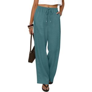 imageABRABESS Womens Palazzo Pants Wide Leg Flowy Drawstring High Waisted Casual Trousers 2026 Summer Beach Vacation OutfitsLake