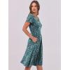 imageANRABESS Women Summer Dress Casual Short Sleeve V Neck ALine Knee Length Pleated Flowy 2025 Fashion Midi Dresses with PocketBlack Blue Floral