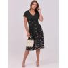 imageANRABESS Women Summer Dress Casual Short Sleeve V Neck ALine Knee Length Pleated Flowy 2025 Fashion Midi Dresses with PocketBlack Floral