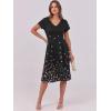 imageANRABESS Women Summer Dress Casual Short Sleeve V Neck ALine Knee Length Pleated Flowy 2025 Fashion Midi Dresses with PocketBlack Floral