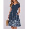 imageANRABESS Women Summer Dress Casual Short Sleeve V Neck ALine Knee Length Pleated Flowy 2025 Fashion Midi Dresses with PocketNavy Blue Floral