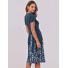 imageANRABESS Women Summer Dress Casual Short Sleeve V Neck ALine Knee Length Pleated Flowy 2025 Fashion Midi Dresses with PocketNavy Blue Floral