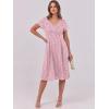 imageANRABESS Women Summer Dress Casual Short Sleeve V Neck ALine Knee Length Pleated Flowy 2025 Fashion Midi Dresses with PocketPink White Dot