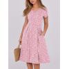 imageANRABESS Women Summer Dress Casual Short Sleeve V Neck ALine Knee Length Pleated Flowy 2025 Fashion Midi Dresses with PocketPink White Dot
