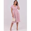 imageANRABESS Women Summer Dress Casual Short Sleeve V Neck ALine Knee Length Pleated Flowy 2025 Fashion Midi Dresses with PocketPink White Dot