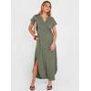 imageANRABESS Women Summer Maxi Dress Casual Short Sleeve V Neck Button Up Loose Split Travel Dresses 2026 Beach Vacation SundressArmy Green