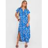 imageANRABESS Women Summer Maxi Dress Casual Short Sleeve V Neck Button Up Loose Split Travel Dresses 2026 Beach Vacation SundressBlue Pink Floral
