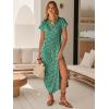 imageANRABESS Women Summer Maxi Dress Casual Short Sleeve V Neck Button Up Loose Split Travel Dresses 2026 Beach Vacation SundressGreen White Purple Floral