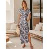 imageANRABESS Women Summer Maxi Dress Casual Short Sleeve V Neck Button Up Loose Split Travel Dresses 2026 Beach Vacation SundressNavy Blue Pink Floral