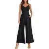 imageANRABESS Jumpsuits for Women 2026 Summer Dressy Spaghetti Strap Ribbed V Neck Wide Leg Overalls Flowy Romper Jumpers OutfitsBlack