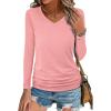 imageANRABESS Shirts for Women Long Sleeve V Neck Tops Dressy Business Casual Side Ruched TShirts 2025 Fall Tee Blouses OutfitsCoral