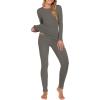 imageANRABESS Thermal Underwear for Women Long Johns Fleece Lined Base Layer Pajama Set Cold Weather Top Bottom Winter ClothingOlive Gray