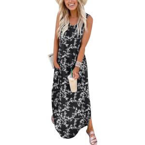 imageANRABESS Women Maxi Dress Summer Casual Sleeveless V Neck Sundress Coverups Beach Vacation Clothes with PocketsFloral Black White