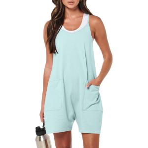 imageANRABESS Womens Rompers Summer Casual Loose Sleeveless Overalls Spaghetti Strap Shorts Jumpsuit 2026 Beach Vacation OutfitsMint Green