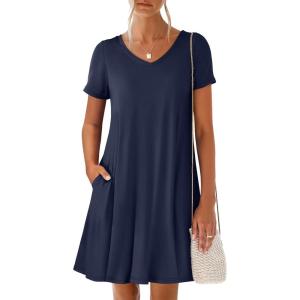 imageANRABESS Womens Summer T Shirt Dress Casual V Neck Short Sleeve Floral Boho Flowy Mini Dresses 2026 Beach Vacation ClothesNavy Blue