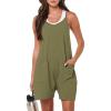 imageANRABESS Womens Rompers Summer Casual Loose Sleeveless Overalls Spaghetti Strap Shorts Jumpsuit 2026 Beach Vacation ClothesArmy Green