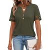 imageANRABESS Womens Short Sleeve Tops Henley V Neck Dressy Casual Blouses 2026 Summer Trendy Tee Shirts Work Business OutfitsArmy Green