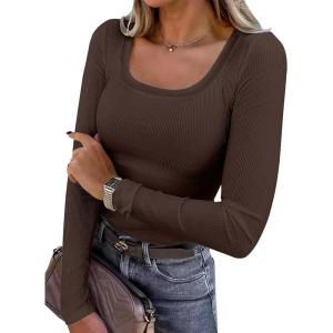 imageANRABESS Womens Long Sleeve Shirts Scoop Neck Ribbed Knit Slim Fitted Tops Casual Basic Tee 2025 Fall Fashion Outfits ClothesDark Brown