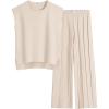 imageANRABESS Women 2 Piece Lounge Sets Summer Casual Knit Sweater Vest Pant Set Beach Vacation Clothes 2026 Airport OutfitsApricot