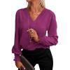 imageANRABESS Womens Business Casual Tops V Neck Puff Long Sleeve Shirts Dressy Office Work Blouse 2026 Fall Outfits ClothesPurple Red