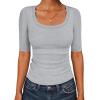 imageANRABESS Womens Half Sleeve Tops Scoop Neck Ribbed Knit Slim Fitted Basic Tee Shirts Summer 2026 Trendy Spring Casual ClothesGrey