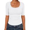 imageANRABESS Womens Half Sleeve Tops Scoop Neck Ribbed Knit Slim Fitted Basic Tee Shirts Summer 2026 Trendy Spring Casual ClothesWhite