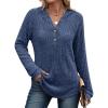 imageANRABESS Womens Long Sleeve Henley Tops Ribbed Knit Hoodie Shirts 2026 Fall Loose Fit Lightweight Hooded SweatersDark Blue