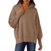 imageANRABESS Womens Oversized Fashion Long Sleeve Quarter Zip Baggy Loose Slouchy Sweater Pullover Tops 2025 Fall OutfitsBrown
