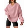 imageANRABESS Womens Oversized V Neck Sweatshirt Fleece Long Sleeve Hoodies Pullover Comfy Top 2026 Outfits Teen Preppy Clothes Light Pink Large