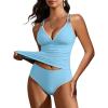 imageANRABESS Womens Tankini Set Two Piece Swimsuit Tummy Control V Neck Top Bathing Suit High Waisted Color Block Swimwear 2026Light Blue