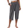imageANRABESS Womens Wide Leg Capri Pants Elastic Waist Casual Loose Lounge Trousers 2026 Summer Flowy Beach Vacation ClothesDark Grey