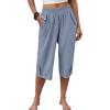 imageANRABESS Womens Wide Leg Capri Pants Elastic Waist Casual Loose Lounge Trousers 2026 Summer Flowy Beach Vacation ClothesGrey Blue