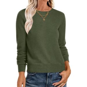 imageANRABESS Sweaters for Women Long Sleeve Lightweight Crewneck Soft Basic Knit Loose Fit Pullover Top 2025 Fall Trendy OutfitsArmy Green