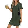 imageANRABESS Summer Dress for Women 2026 Beach Vacation Clothes Short Sleeve V Neck Casual T Shirt Sundresses Travel HolidayArmy Green