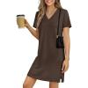 imageANRABESS Summer Dress for Women 2026 Beach Vacation Clothes Short Sleeve V Neck Casual T Shirt Sundresses Travel HolidayBrown