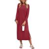 imageANRABESS Womens 34 Sleeve Striped Slit Midi T Shirt Dresses 2026 Summer Casual Beach Vacation Clothes Spring Travel SundressWine Red