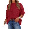 imageANRABESS Womens Mock Turtle Neck Sweaters Cable Knit Long Sleeve 2026 Fall Winter Tunic SweaterRed