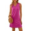 imageANRABESS Womens Summer Casual Beach Mini Dress 2026 Sleeveless V Neck Loose Split WrinkleFree Travel Vacation Short SundressHot Pink