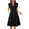 imageANRABESS Womens Summer Casual Dress V Neck Ruffle Sleeve Midi Dresses 2026 Trendy Flowy Tiered Boho Beach Vacation SundressBlack