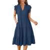 imageANRABESS Womens Summer Casual Dress V Neck Ruffle Sleeve Midi Dresses 2026 Trendy Flowy Tiered Boho Beach Vacation SundressDeep Blue