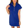 imageANRABESS Womens Summer Casual Half Zip Cap Sleeve Trendy WrinkleFree Tshirt Dress 2026 Spring Beach Vacation Short DressesRoyal Blue