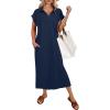 imageANRABESS Womens Summer Casual Midi Dresses Short Sleeve Polo V Neck Loose Split WrinkleFree Beach Travel Vacation Maxi DressNavy Blue