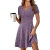 imageANRABESS Womens Summer Dresses Casual Short Sleeve Ribbed Knit V Neck Swing ALine 2026 Spring Vacation Tunics Short DressPurple