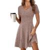imageANRABESS Womens Summer Dresses Casual Short Sleeve Ribbed Knit V Neck Swing ALine 2026 Spring Vacation Tunics Short DressTan