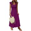 imageANRABESS Womens Summer Sleeveless Maxi Dress Square Neck Smocked Boho Casual Ruffle Strap Flowy ALine Long Beach SundressDark Purple
