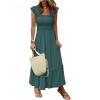 imageANRABESS Womens Summer Sleeveless Maxi Dress Square Neck Smocked Boho Casual Ruffle Strap Flowy ALine Long Beach SundressGreen